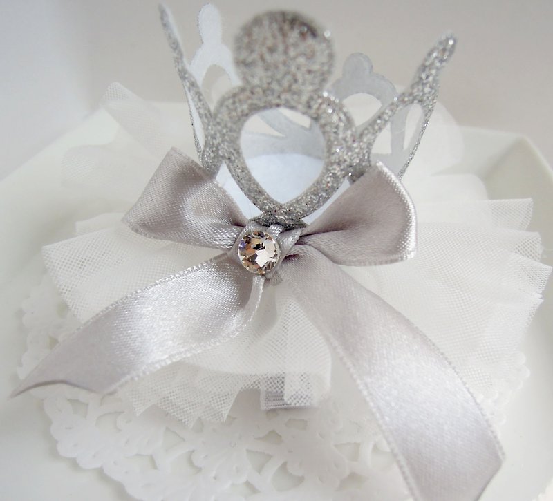 夢幻公主皇冠系列-銀色雪白款 - 圍兜/口水巾 - 其他材質 白色