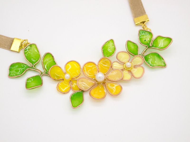 Aramore copper twisted yellow and green necklace - Chokers - Other Materials Yellow