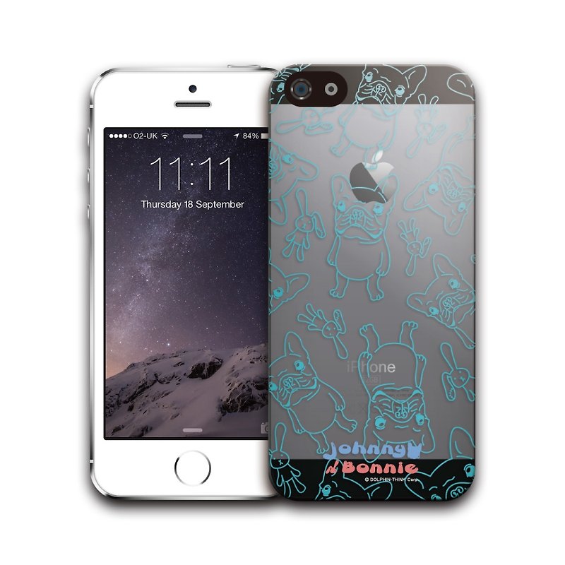 PIXOSTYLE iPhone 5 / 5S 2D側透明保護シェル - ジョニー＆＃038;ボニーPSIP5S2D-311 - スマホケース - プラスチック ブルー