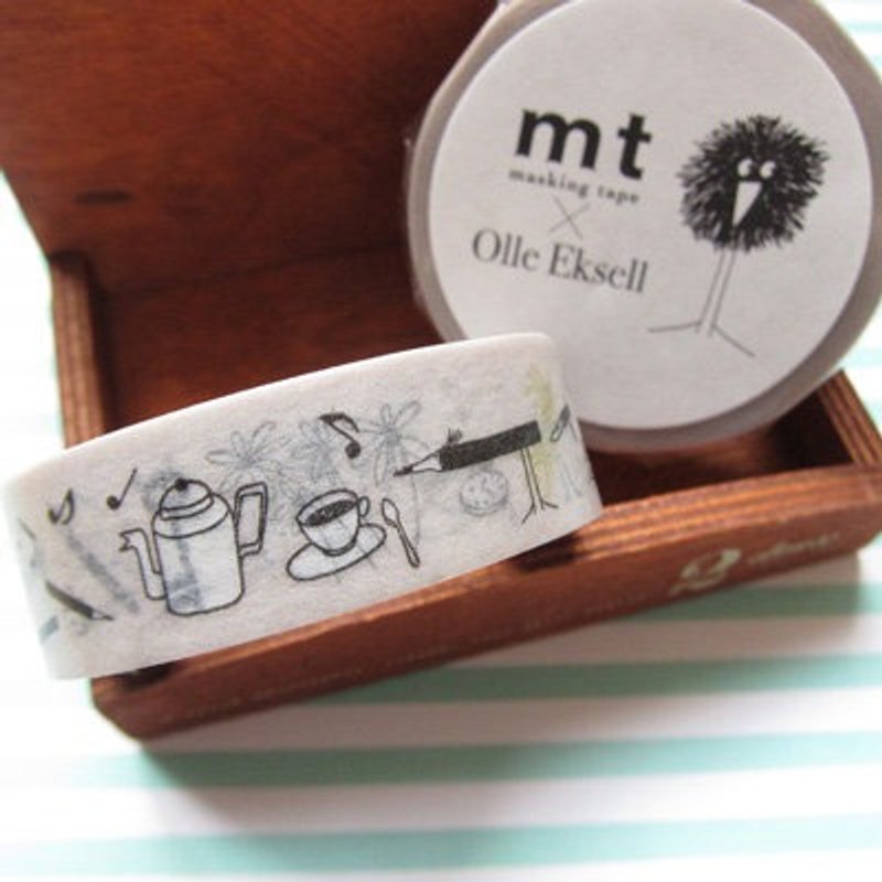 mt 和紙膠帶北歐系列Olle Eksell【Bird Pencil(MTOLLE03)】 - 紙膠帶/和紙/PET - 紙 白色