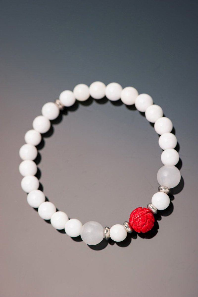 砗磲 series suitable for 6mm 砗磲 cinnabar bracelets - Bracelets - Semi-Precious Stones White