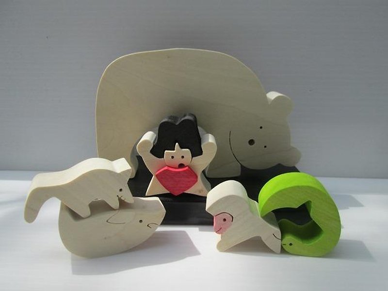 Kintaro and Animals Japan postage164 yen - ของเล่นเด็ก - ไม้ 