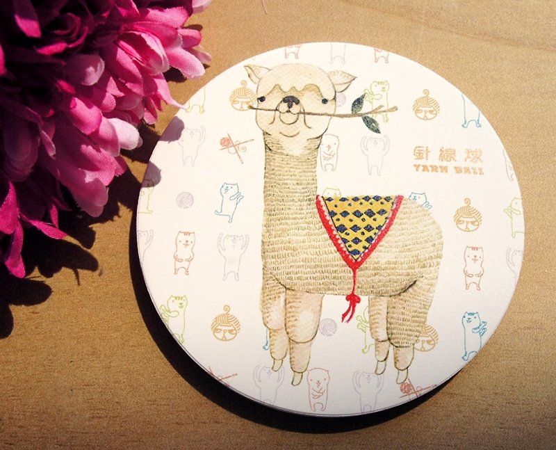 Sewing ball nasolabial animals - Decree alpaca absorbent ceramic coasters - ที่รองแก้ว - วัสดุอื่นๆ ขาว