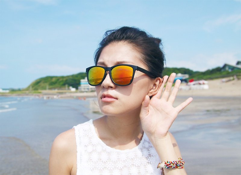 Sunglasses 2is JasonP│Black Frame│Orange Mirror Lens│ UV400 protection - แว่นกันแดด - พลาสติก สีส้ม