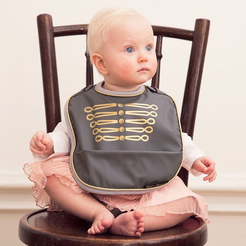 Elodie Details Baby Bib - Golden Grey - ผ้ากันเปื้อน - วัสดุกันนำ้ สีเทา
