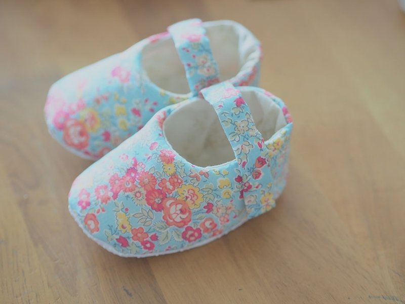 Teal Floral·Baby Shoes (Big Baby) - รองเท้าเด็ก - วัสดุอื่นๆ สีน้ำเงิน