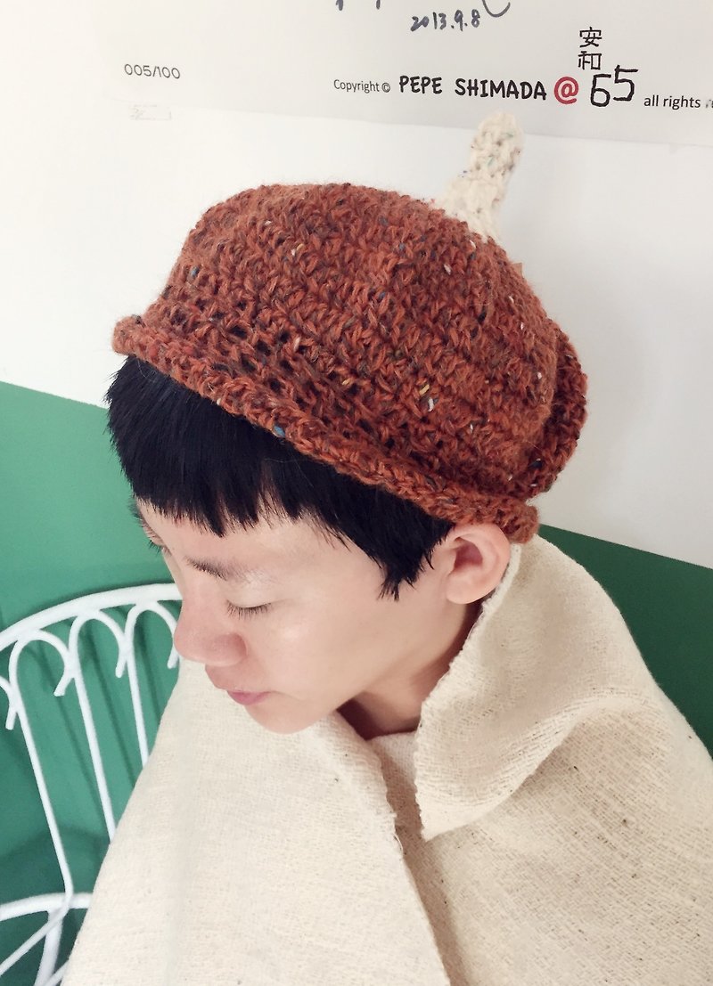 Hand-woven Japanese pumpkin hat - หมวก - วัสดุอื่นๆ สีนำ้ตาล