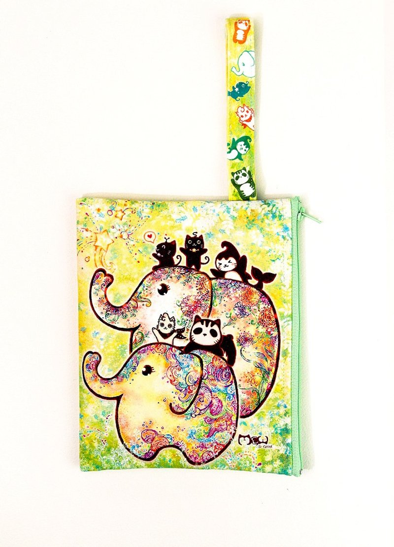 Anti-epidemic bag | clutch bag | cosmetic bag | storage bag | travel bag-elephant blossom - กระเป๋าคลัทช์ - วัสดุอื่นๆ สีเหลือง