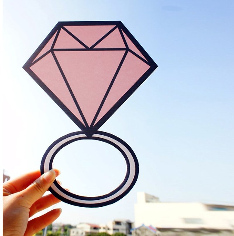 Wedding small things / big ring / cartoon diamond ring / Q version diamond ring / proposal pink - แหวนคู่ - กระดาษ หลากหลายสี