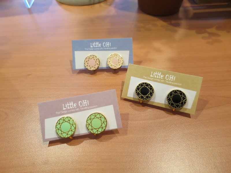Handmade earrings circular geometry - Earrings & Clip-ons - Other Metals Green