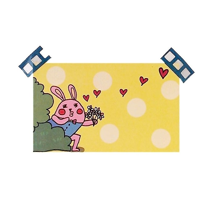[Gift card] capsules Rabbits secretly small flowers card - Cards & Postcards - Paper Yellow