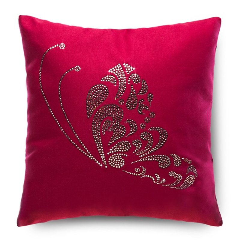 【GFSD】Rhinestone Boutique-Romantic Series Pillow-Flower Butterfly-Elegant Red - Pillows & Cushions - Other Materials Red