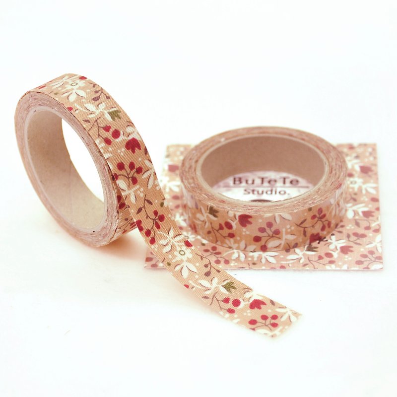 Cloth tape - plant floral flowers fruit branch [white] - Washi Tape - Other Materials Gold
