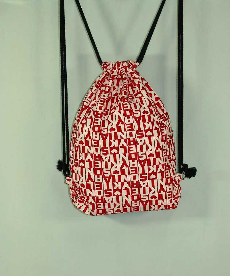 Backpacks that stir the youth trend - กระเป๋าหูรูด - ผ้าฝ้าย/ผ้าลินิน สีแดง