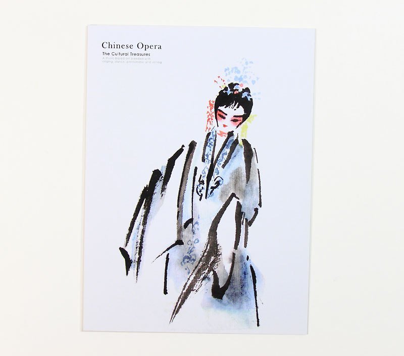 京劇の絵はがき - ヘアピン ヘッド フェニックスのインク - カード・はがき - 紙 ホワイト