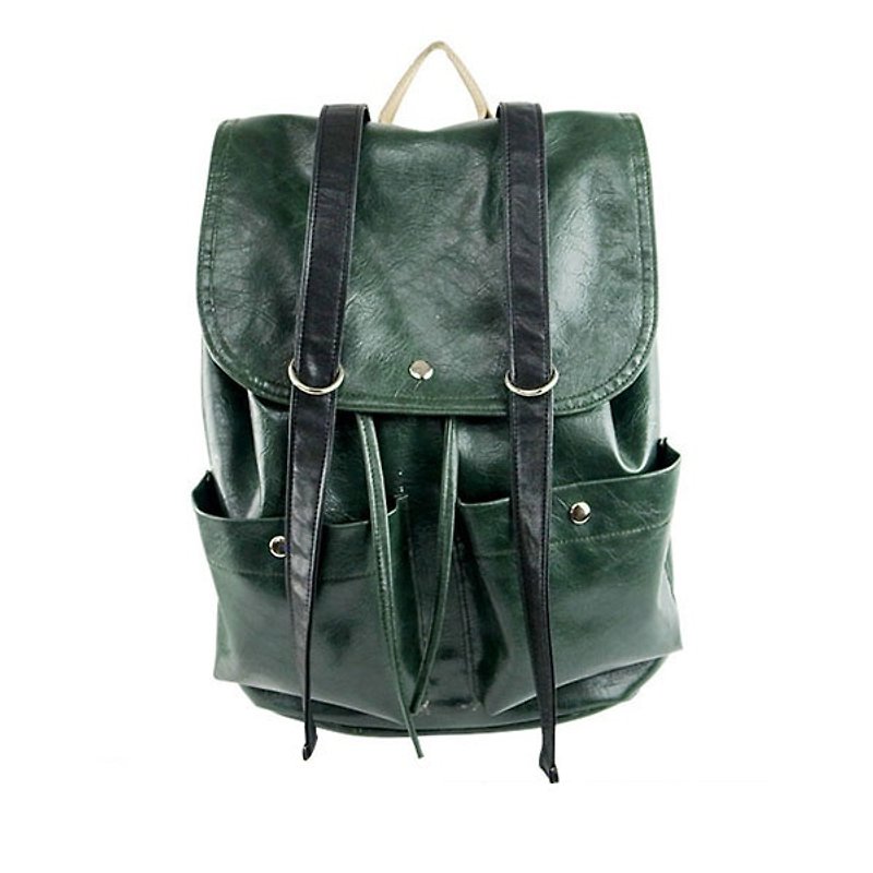 AMIMAH-Fashion Trend. Retro Leather Backpack (4 Colors)【am-0220】 - กระเป๋าเป้สะพายหลัง - หนังเทียม 