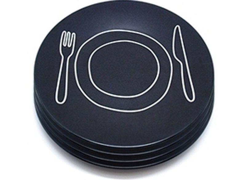 plate-plate dinner plate -L- black -4pcs / set - เครื่องครัว - วัสดุอื่นๆ สีดำ