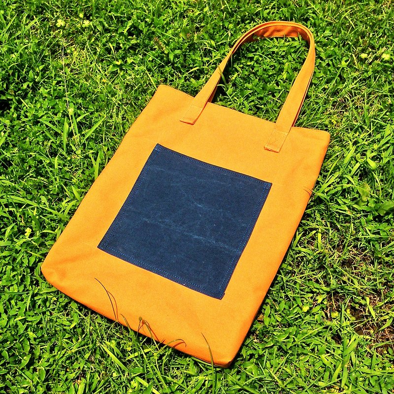 Picao ░ scattered policy Tote / orange X washed blue pocket / - Messenger Bags & Sling Bags - Other Materials Orange