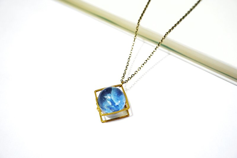 Dreamy Marble Necklace// 藍繡球項鍊 - 項鍊 - 其他金屬 