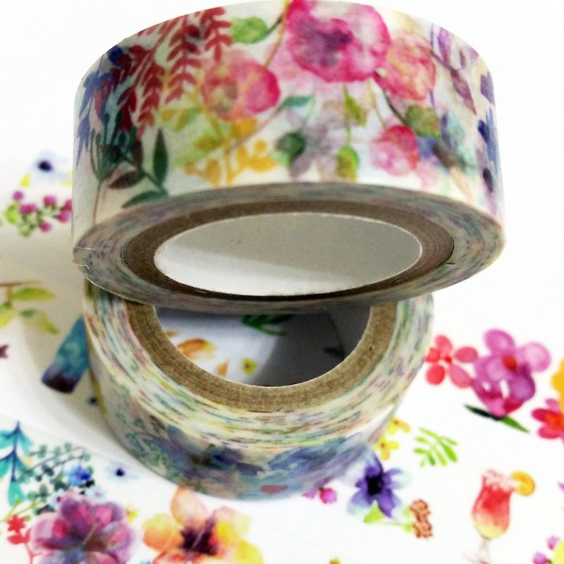 Masking Tape FLOWERS TEA LANGUAGE - Washi Tape - Paper 