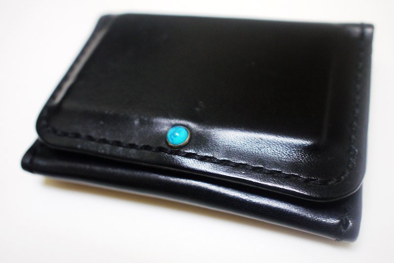 Black hand-made vegetable dyes imported Italian full belly side Pippi clip card holder - Wallets - Genuine Leather 
