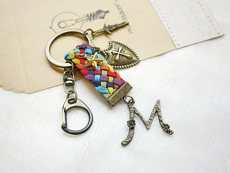 Paris*Le Bonheun. Suede woven English word key ring. Rose knight - Keychains - Other Metals Multicolor