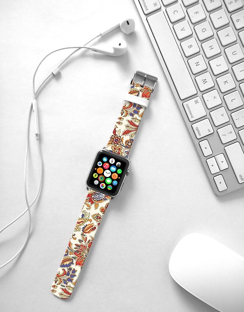 Freshion Apple Watch Series 1 , Series 2, Series 3 - Apple Watch 真皮手錶帶，適用於Apple Watch 及 Apple Watch Sport - Freshion 香港原創設計師品牌 - 棕色花樣圖紋 33