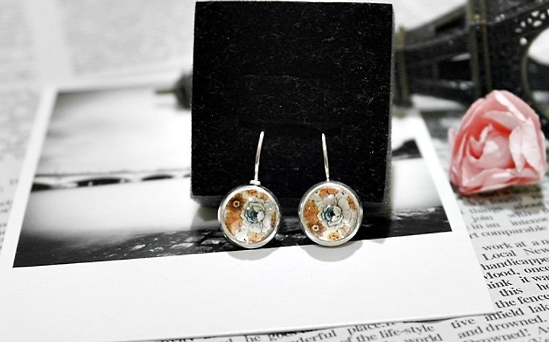 時光寶石<玫瑰>-合金針式耳環 -限量X1- - 耳環/耳夾 - 壓克力 橘色