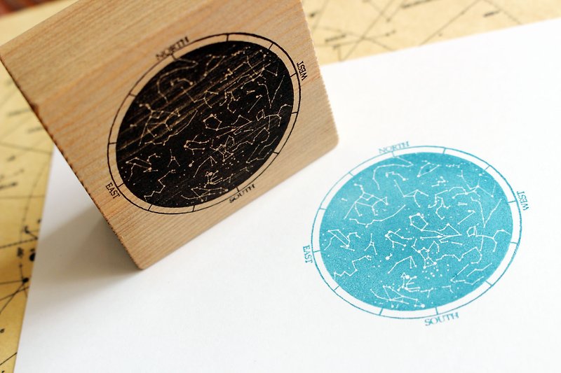 Winter constellation plate wood seal - ตราปั๊ม/สแตมป์/หมึก - ยาง สีกากี