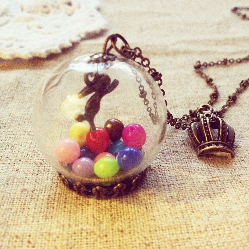 [Imykaka] ♥ crystal ball ball bunny necklace Valentine - Necklaces - Glass Multicolor