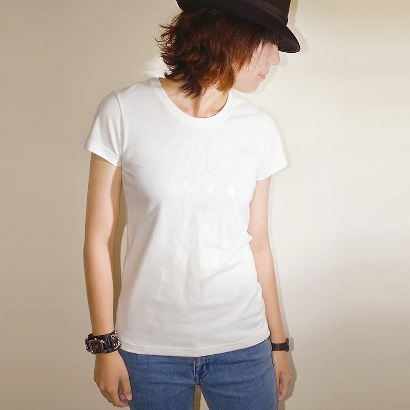[buyMood]白目町「隱藏版讀白T恤」 2代 素T低調白T恤 - T 恤 - 棉．麻 白色