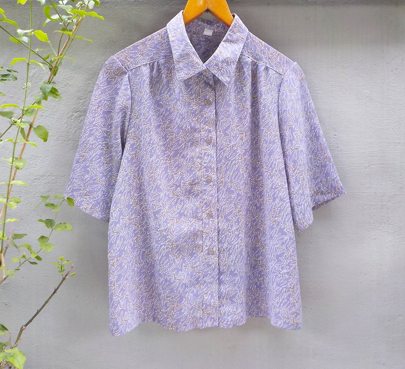 FOAK古著 紫芋米苔目襯衫 - 恤衫 - 其他材質 紫色
