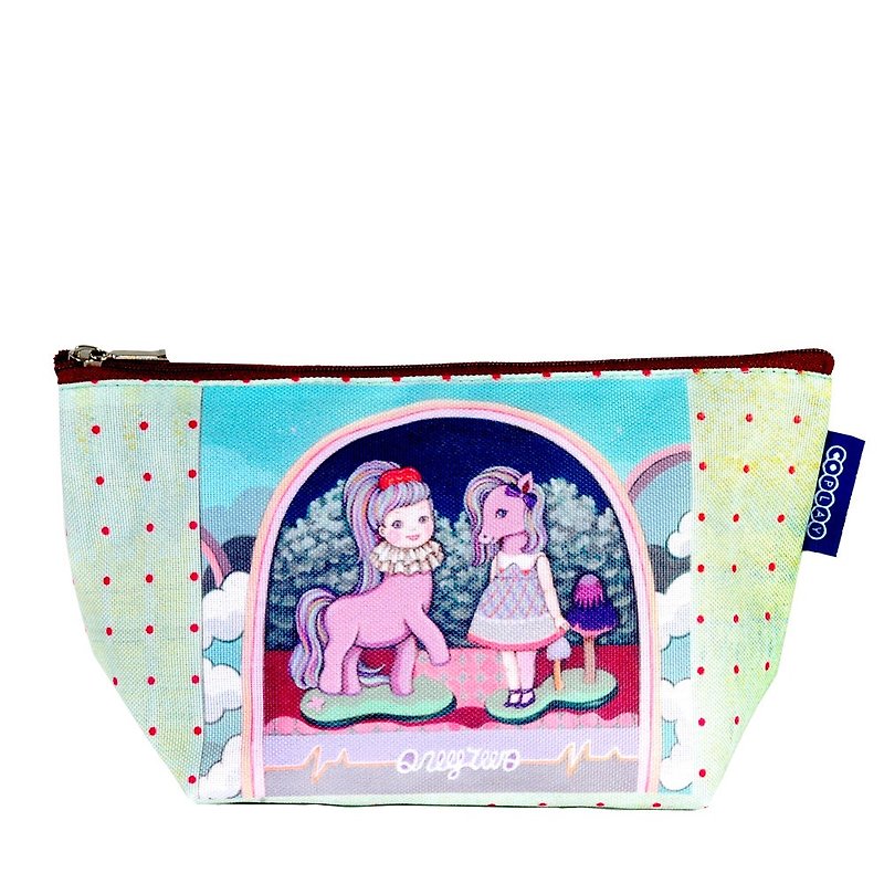 COPLAY  cosmetic bag-girl and pony are best friends - Clutch Bags - Waterproof Material Purple