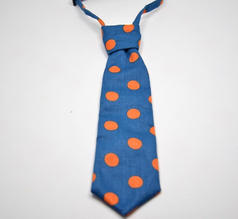 藍色橘點點小領帶 - 口水肩/圍兜 - 其他材質 