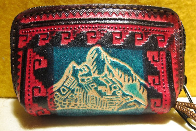 Dyeing leather handle small purse - leather brand Totem (Ra) - กระเป๋าใส่เหรียญ - หนังแท้ สีแดง