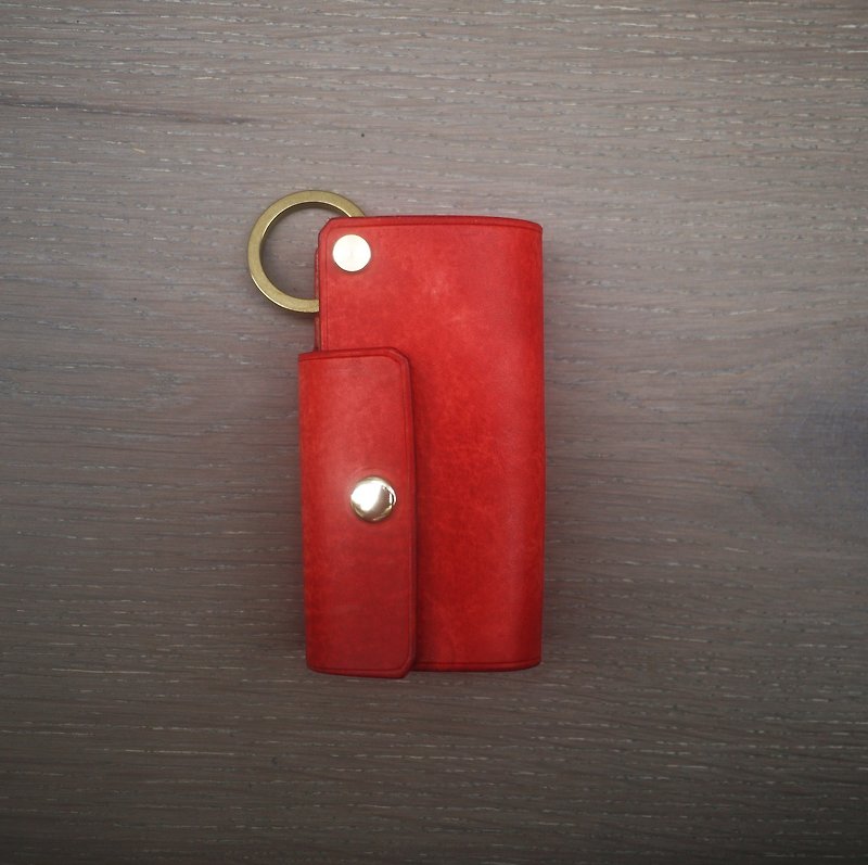 亥卡 HIKER /  手製鑰匙包 - 鑰匙圈/鎖匙扣 - 真皮 紅色