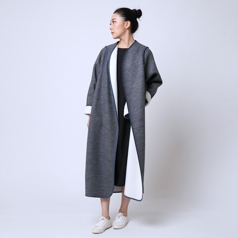BUFU  oversize vintage wool coat  O150901 - Women's Casual & Functional Jackets - Other Materials Gray