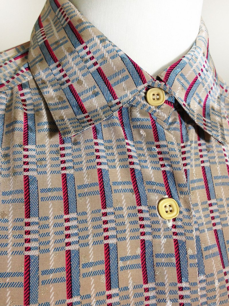 Ping-pong vintage [vintage shirt / little textured vintage checkered shirt] back high-quality selection of foreign VINTAGE - Women's Shirts - Other Materials Multicolor