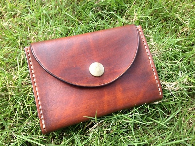 European vegetable tanned leather hand-dyed coin purse multi-color optional dyeing - กระเป๋าใส่เหรียญ - หนังแท้ สีนำ้ตาล