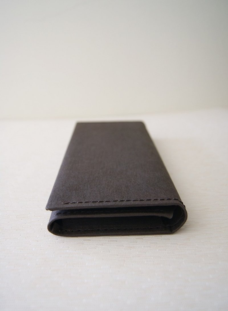 - Washed paper long clip / black * vegan paper leather - กระเป๋าสตางค์ - กระดาษ 