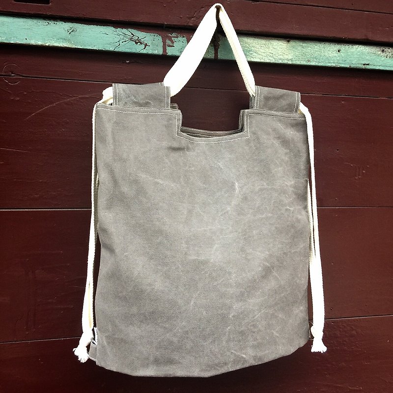 Unusual Pouch / Backpack / handbag / shoulder bag / canvas bag / gray-green - Drawstring Bags - Other Materials Gray