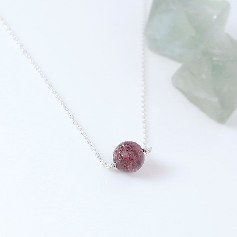 Treasure Collection~Strawberry Quartz Sterling Silver Necklace - Necklaces - Gemstone Red