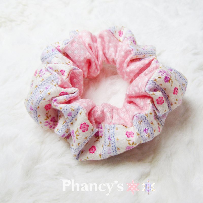 Phancy's小腸圈-粉紅紫小花 - เครื่องประดับผม - วัสดุอื่นๆ สึชมพู