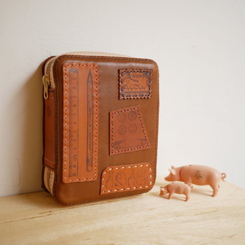 Retro small book storage box - Toiletry Bags & Pouches - Genuine Leather Brown