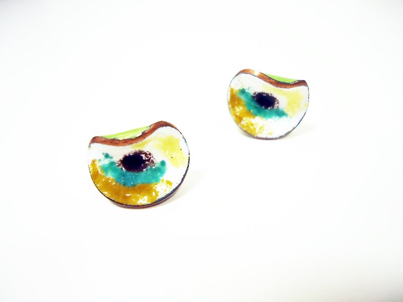 HinduLotus I Spring Lotus Enamel Earrings (Tea Green) (Pin/Clip) - Earrings & Clip-ons - Other Metals Gold