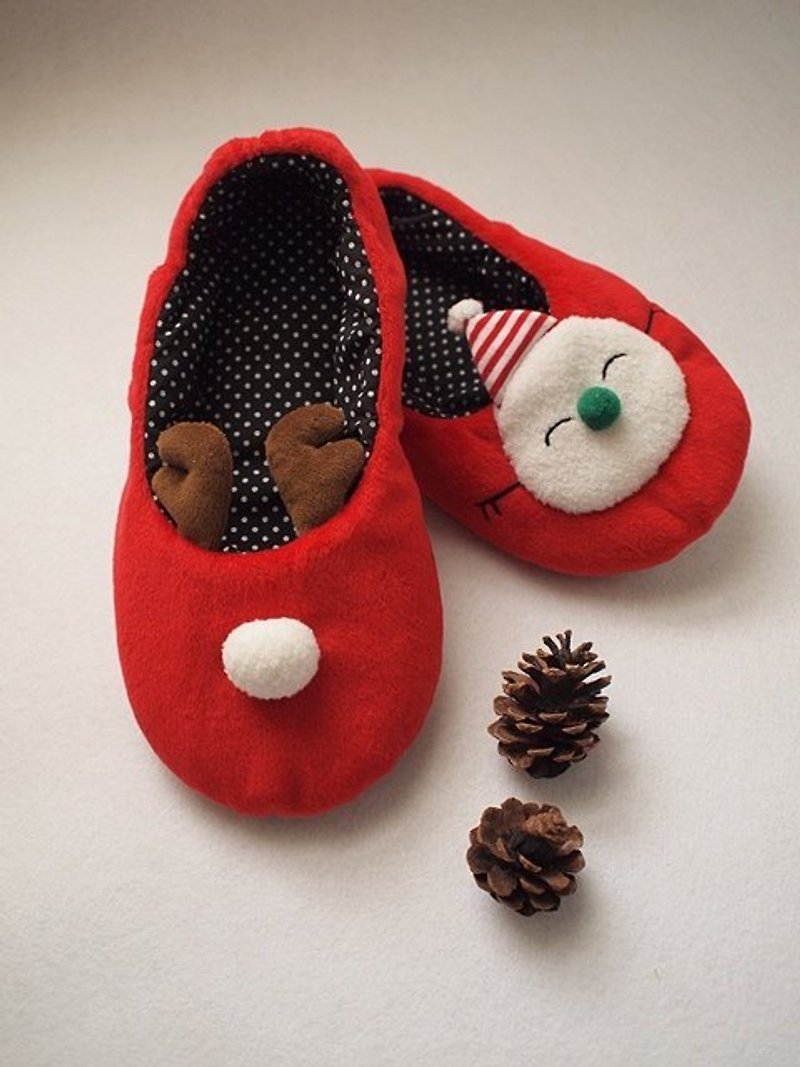 hairmo。聖誕限定室內暖暖拖鞋(雪人與麋鹿的派對)-聖誕版