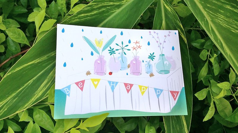 Be Happy In The Rainy Days Postcard - การ์ด/โปสการ์ด - กระดาษ หลากหลายสี