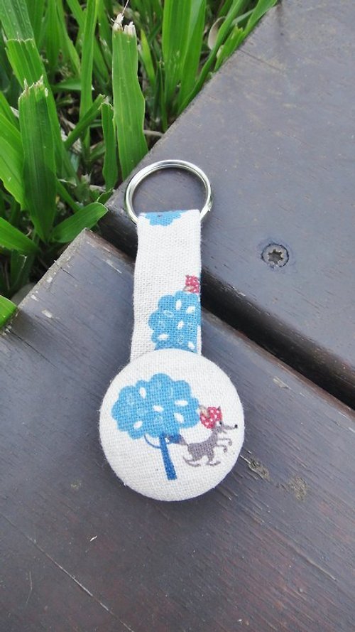 alma-handmade 手感布釦鑰匙圈 - Blue tree