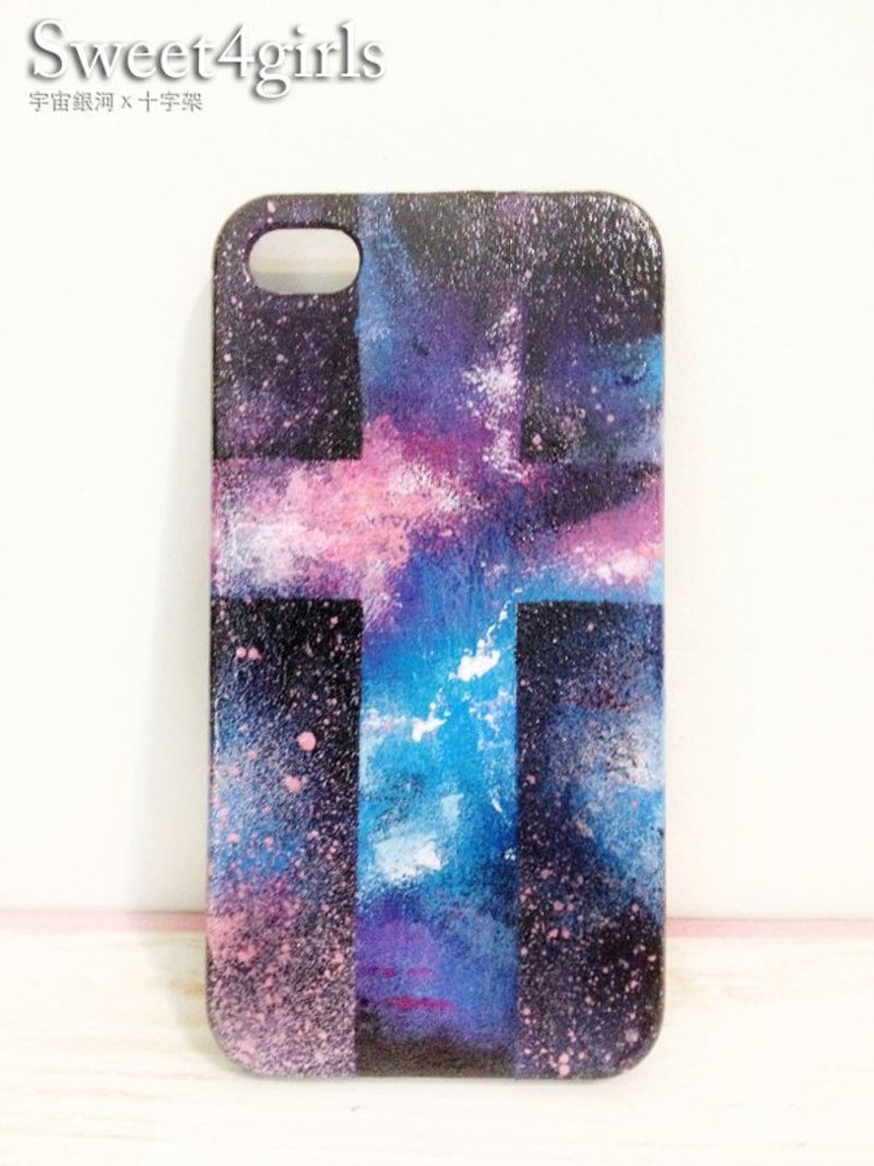 Sweet4Girls exclusive design hand-painted unique universe Galaxy Phone Case Jesus' cross interstellar iPhone 6/5 / 5s / 4s - เคส/ซองมือถือ - วัสดุอื่นๆ หลากหลายสี