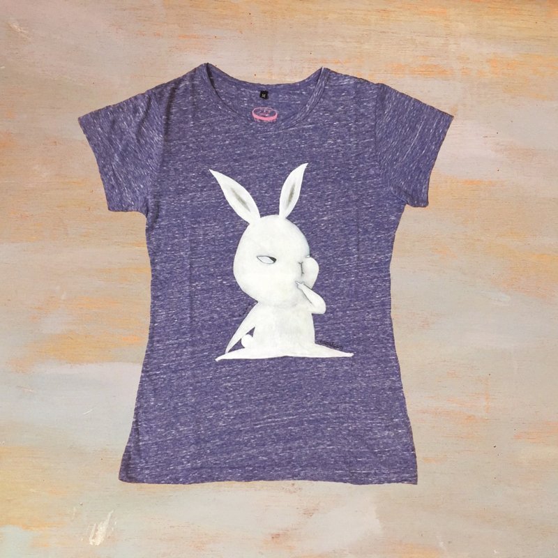 emmaAparty illustrator T: legged rabbit - เสื้อฮู้ด - ผ้าฝ้าย/ผ้าลินิน สีม่วง